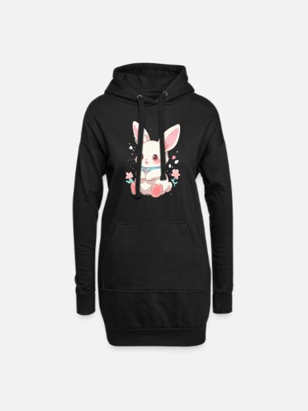 Lapin Pâques Sweet - Sweat-shirt à capuche long Femme - noir