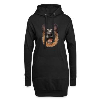 Schäferhund - Hoodie-Kleid - Schwarz - Vorne