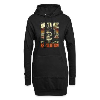 Vintage Rappeur Crâne Égaliseur Révolution Rythmique - Sweat-shirt à capuche long Femme - noir - Devant