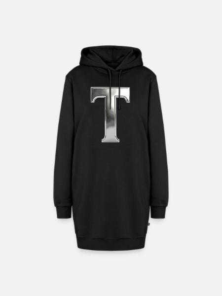 Chrome ,, T " Metallic - Hoodie-Kleid - Schwarz