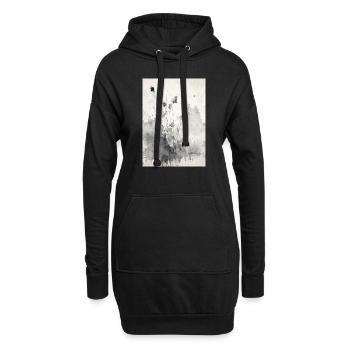 Abstrakte Aquarellmalerei - Hoodie-Kleid - Schwarz - Vorne