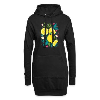 Zitrone und blätter - Hoodie-Kleid - Schwarz - Vorne