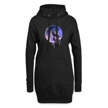 wolf mond weltall - Hoodie-Kleid - Schwarz - Vorne