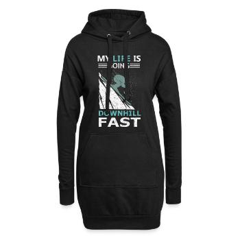 Mein Leben geht bergab Schnelles Skifahren Wintersport - Hoodie-Kleid - Schwarz - Vorne