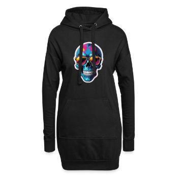 tête de mort - Sweat-shirt à capuche long Femme - noir - Devant