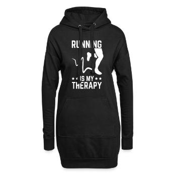La course à pied est ma thérapie - Sweat-shirt à capuche long Femme - noir - Devant