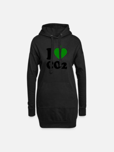 I love co2 - Hoodie-Kleid - Schwarz