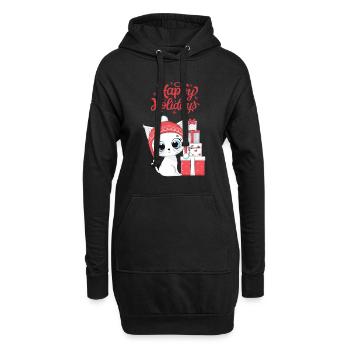 katze weihnachten- Frohe Weihnachten Katzen tshirt - Hoodie-Kleid - Schwarz - Vorne