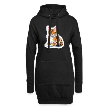 Bengalkatze Wasserfarben - Hoodie-Kleid - Schwarz - Vorne