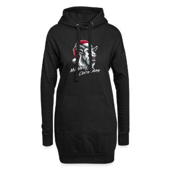 Drôle de chèvre de Noël avec chapeau de Père Noël - Sweat-shirt à capuche long Femme - noir - Devant