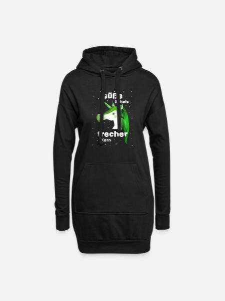 grünes Einhorn frecher süß - Hoodie-Kleid - Schwarz