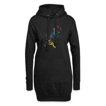 kunterbunte zusammengewürfelte Musik Noten - Hoodie-Kleid - Schwarz - Vorne