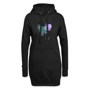 Illustration artistique de plantes - Sweat-shirt à capuche long Femme - noir - Devant