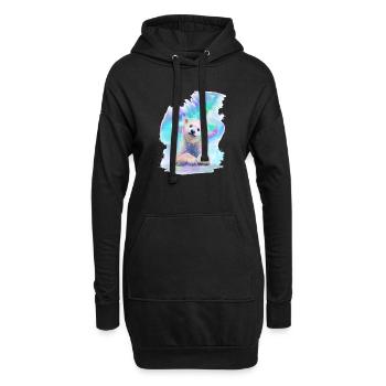 Ours blanc - Sweat-shirt à capuche long Femme - noir - Devant