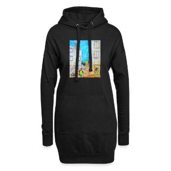 Urban Abstraktes Graffiti mit Legenden - Hoodie-Kleid - Schwarz - Vorne