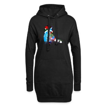 waschbär,bunt,pantomime,graffiti - Hoodie-Kleid - Schwarz - Vorne