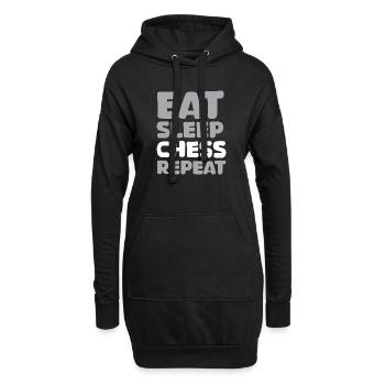 manger dormir échecs répéter dictons drôles jeu d’échecs - Sweat-shirt à capuche long Femme - noir - Devant