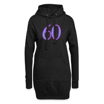 60. 60 ANS. 60e ANNIVERSAIRE. ANNIVERSAIRE 60 ANS. - Sweat-shirt à capuche long Femme - noir - Devant