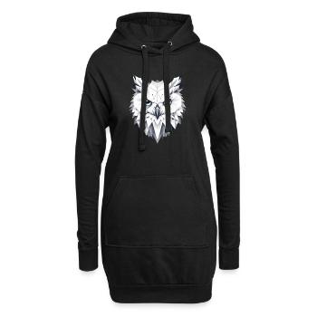 geometrische Schnee-Eule- Polygonen Motiv - Hoodie-Kleid - Schwarz - Vorne