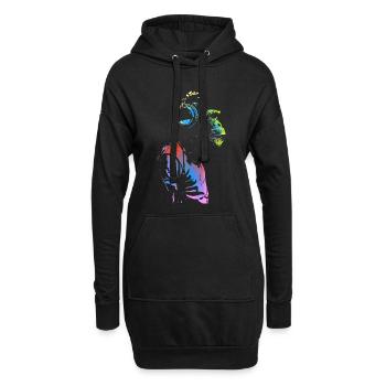 Singe avec des écouteurs 🎧 - Sweat-shirt à capuche long Femme - noir - Devant