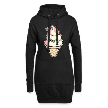 Crème glacée de dessin animé - Sweat-shirt à capuche long Femme - noir - Devant