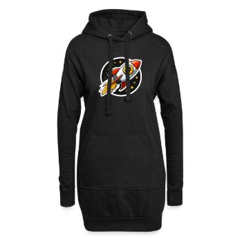 Bitcoin Rakete hebt ab zu den Sternen - Hoodie-Kleid - Schwarz - Vorne