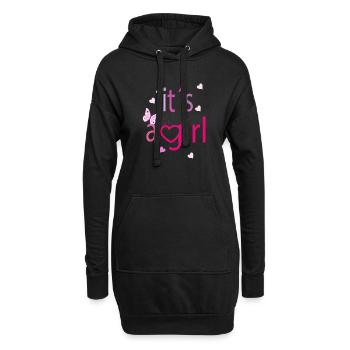 It’s a Girl – Fröhliche Typografie mit Herz - Hoodie-Kleid - Schwarz - Vorne