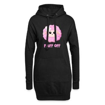 Rosa Schaf mit Spruch lustig - Fluff off - Hoodie-Kleid - Schwarz - Vorne