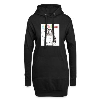 Winkekatze good luck  - Hoodie-Kleid - Schwarz - Vorne