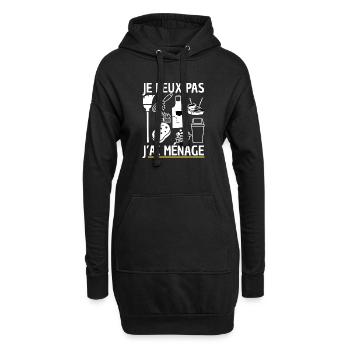 Ich kann nicht, ich habe Haushalt lustig - Hoodie-Kleid - Schwarz - Vorne