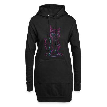 Renard à la Glace avec des lunettes de soleil cool - Sweat-shirt à capuche long Femme - noir - Devant