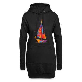 Sailing Colorful Sailboat Kids Men Sailors - Hoodie Dress - black - Front