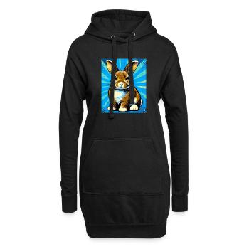 Kaninchen - Hoodie-Kleid - Schwarz - Vorne