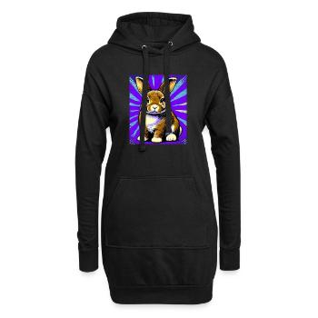 Kaninchen - Hoodie-Kleid - Schwarz - Vorne