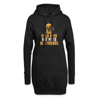Cold Beer Hot Pizza Old Friends Spruch - Hoodie-Kleid - Schwarz - Vorne