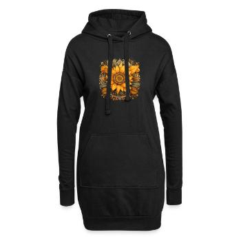 Mandala Sonnenblume floralen Verzierungen - Hoodie-Kleid - Schwarz - Vorne