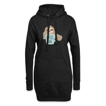 Faultier braucht Kaffee - Hoodie-Kleid - Schwarz - Vorne