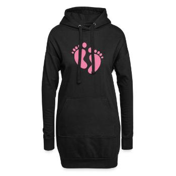 Footprint baby pink gift pregnant birth - Hoodie Dress - black - Front