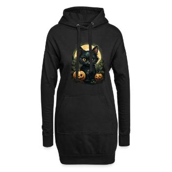 Black Cat Halloween Pumpkin - Cat - Hoodie-Kleid - Schwarz - Vorne