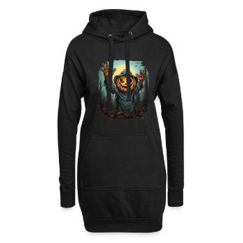 Halloween Mains émergentes Citrouille effrayante - Sweat-shirt à capuche long Femme - noir - Devant