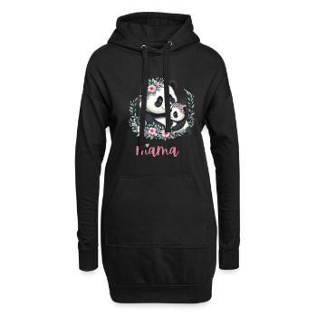 Panda Lover I Maman Panda Et Cub Fête Des Mères - Sweat-shirt à capuche long Femme - noir - Devant