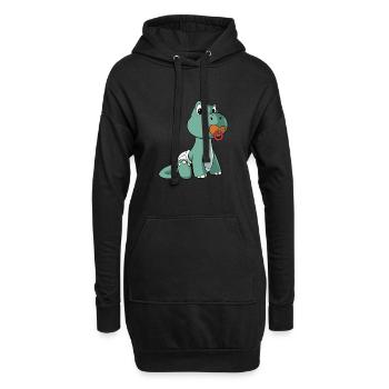 Mignon bébé Dino tétine dessin animé dinosaure - Sweat-shirt à capuche long Femme - noir - Devant