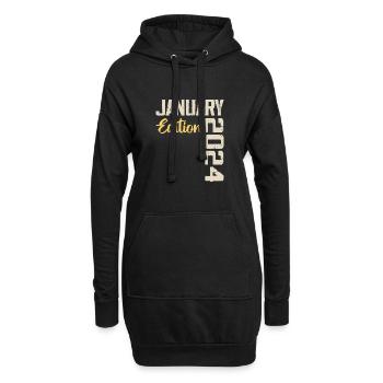 Cadeau D'anniversaire Nées En Janvier 2024 - 2024 - Sweat-shirt à capuche long Femme - noir - Devant