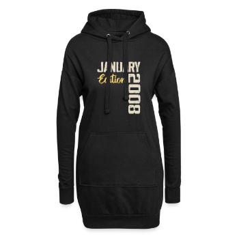 Geburtstagsgeschenk geboren im Januar 2008 - 2008 - Hoodie-Kleid - Schwarz - Vorne