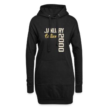 Geburtstagsgeschenk geboren im Januar 2000 - 2000 - Hoodie-Kleid - Schwarz - Vorne