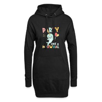 Meereswissenschaft Narwal Einhorn des Meeres - Hoodie-Kleid - Schwarz - Vorne