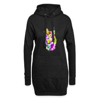 Tier bunt hell glühend - Hoodie-Kleid - Schwarz - Vorne