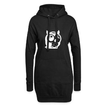 Schlaue Eule mit mit zwinkerndem Auge - Hoodie-Kleid - Schwarz - Vorne