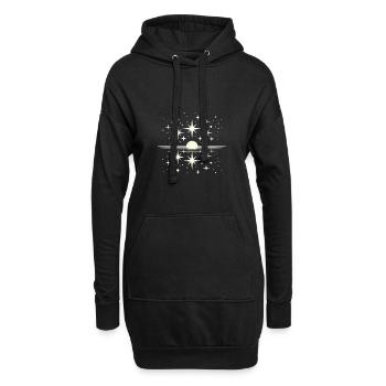 Sterngucker Funkelnder Himmel Kosmos Sterne - Hoodie-Kleid - Schwarz - Vorne