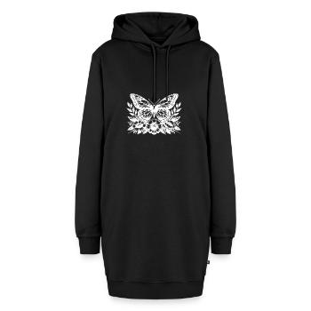 Schmetterling und Blumen Botanisches Kunstwerk - Hoodie-Kleid - Schwarz - Vorne